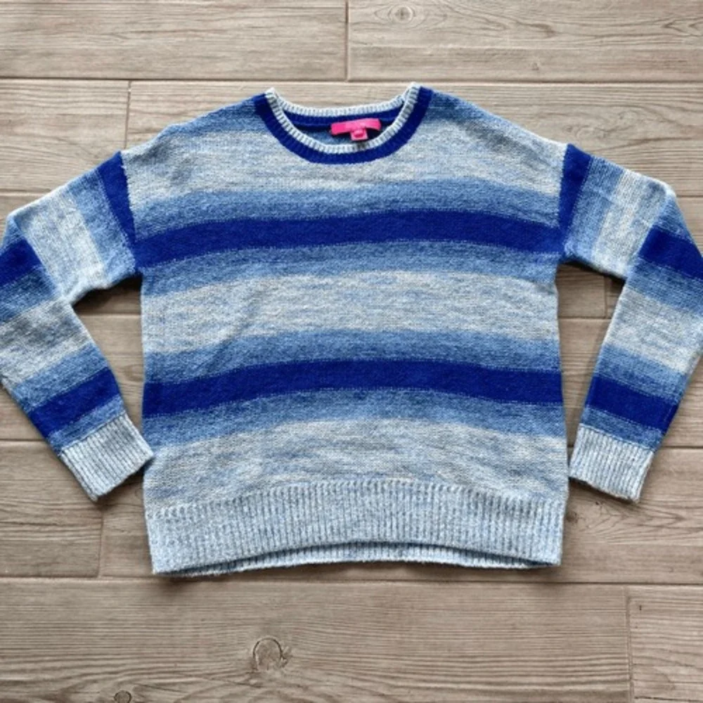 Lilly Pulitzer Womens Blue Grotto Marled Ombre Stripe Elannie Sweater Size Small - Picture 1 of 7